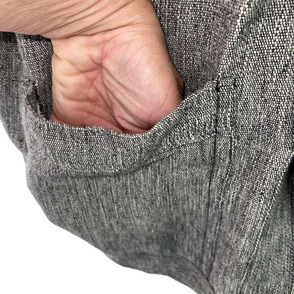 Vintage Jacket Size Large Gray White Tweed Linen Dolman Sleeve Quilted Shoulder - Picture 5 of 13